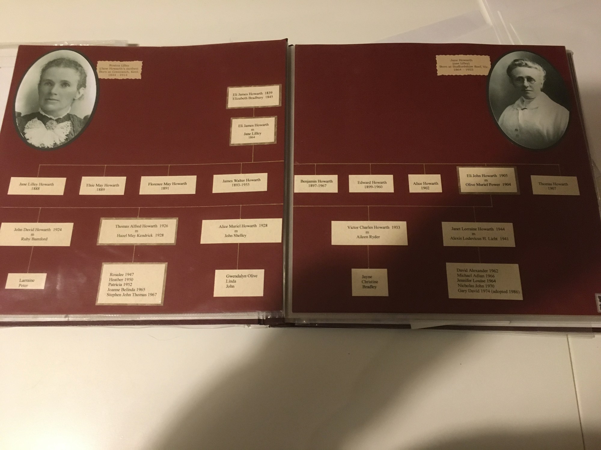The Howarth family album page