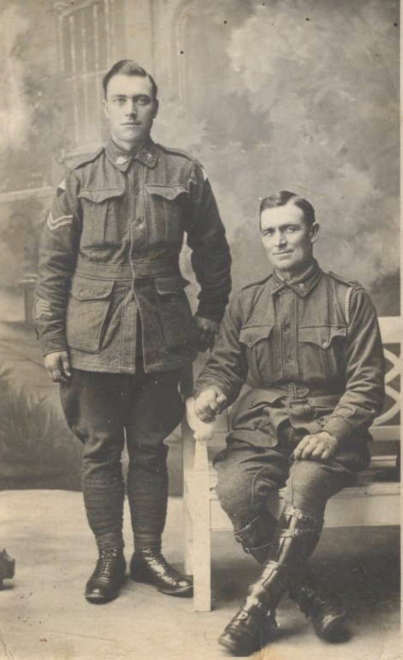 Two soldiers, studio portrait